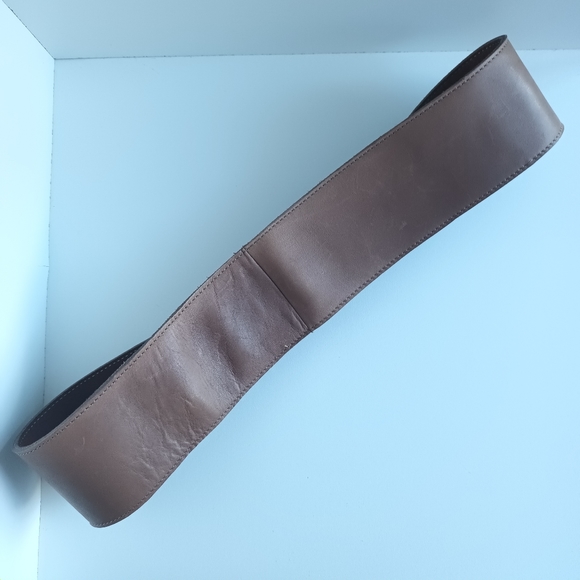 M&S X Twiggy Waist Belt Large Light Brown Leather Double Buckle 34 - 36.5 inch - Picture 5 of 7